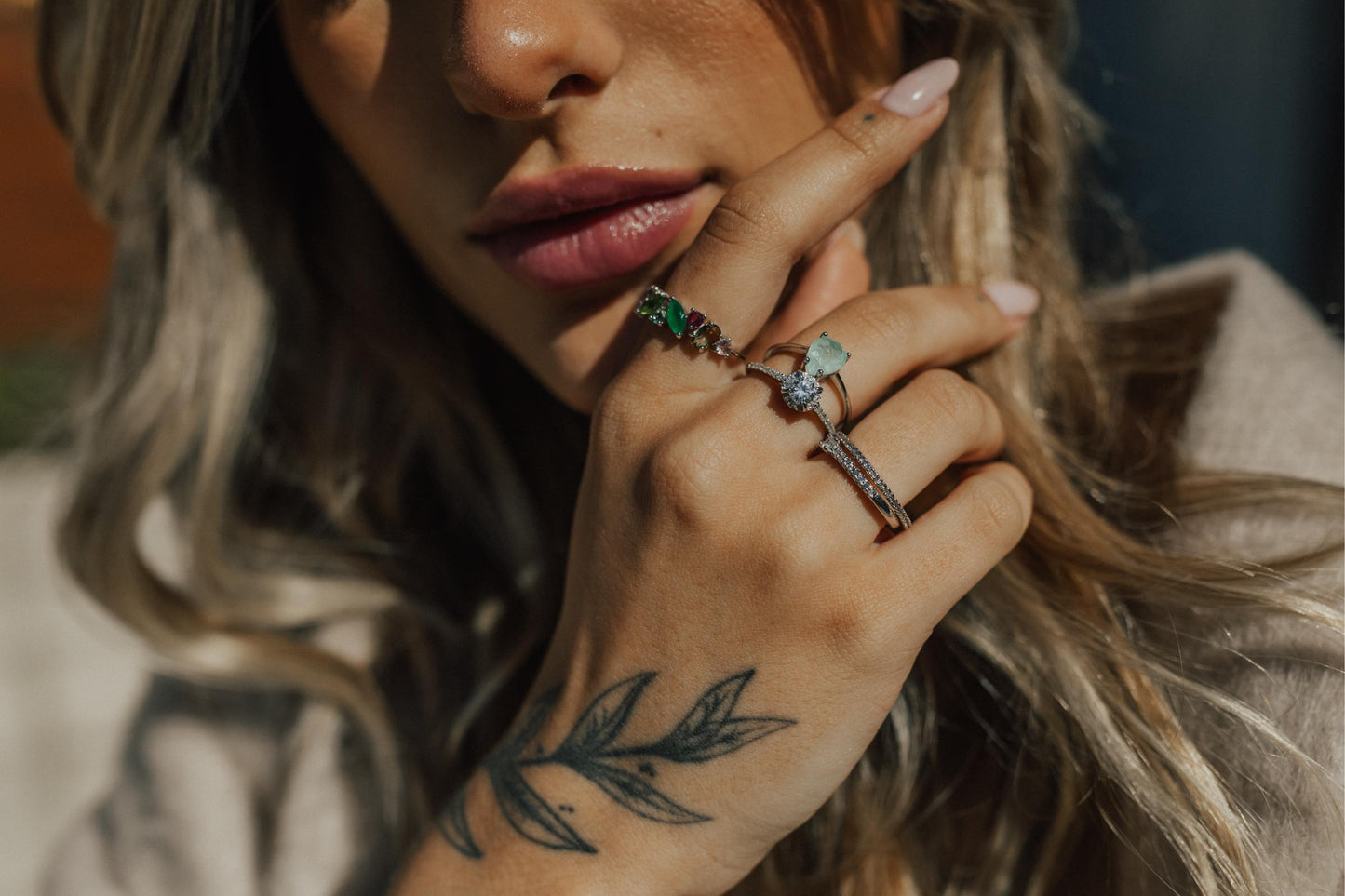 Anel Safira Prata 925 Ródio Branco