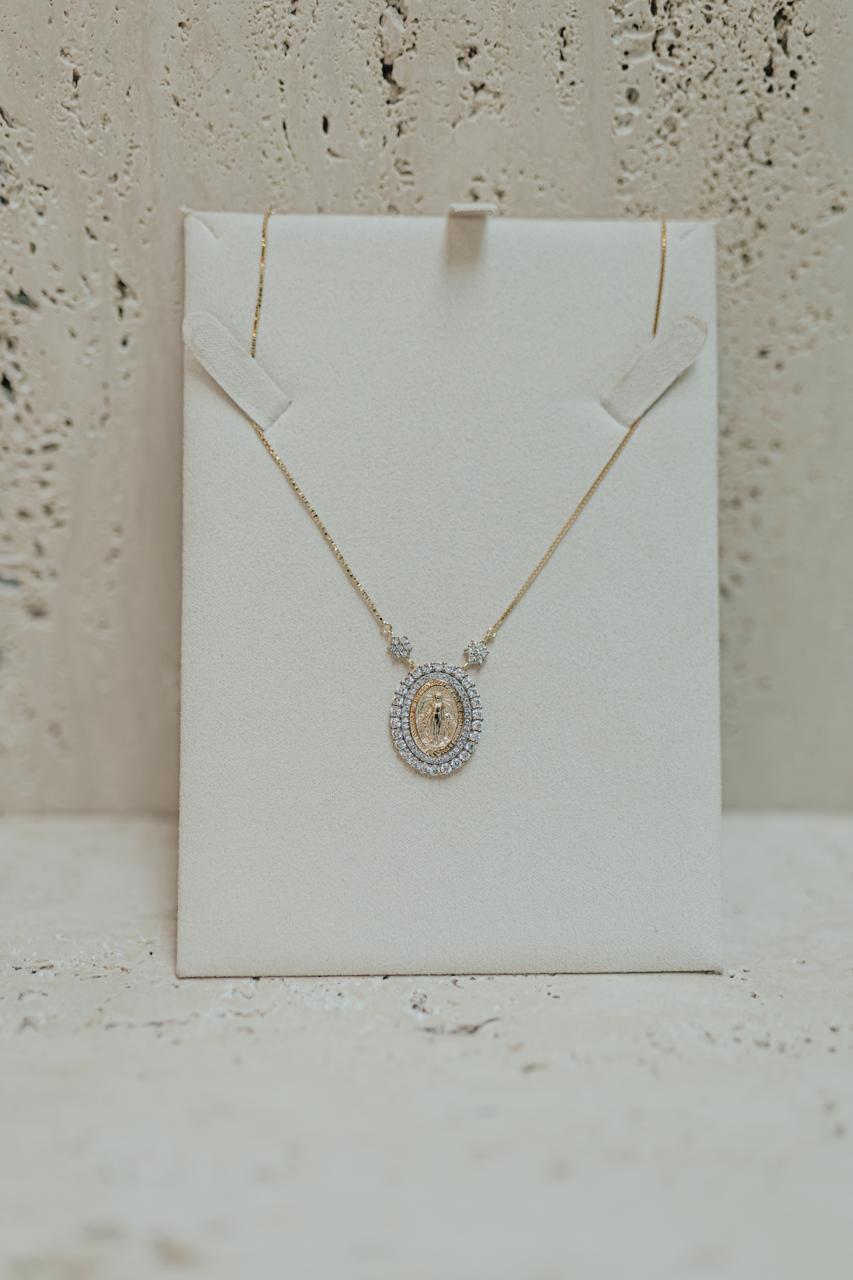 Colar Nossa Senhora das Graças Prata 925 Dourado