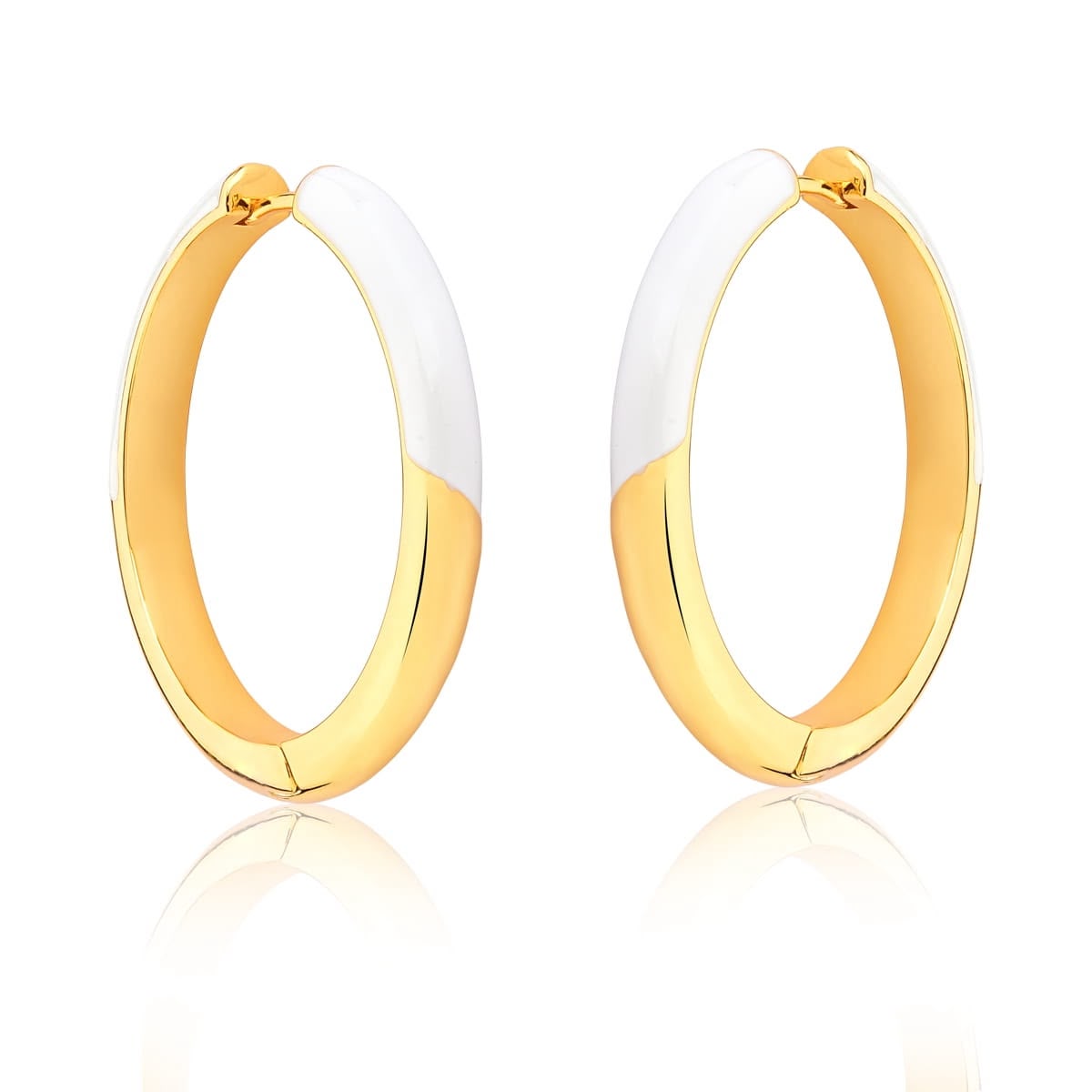 Brinco Argola Lisa Resina Off White Dourado