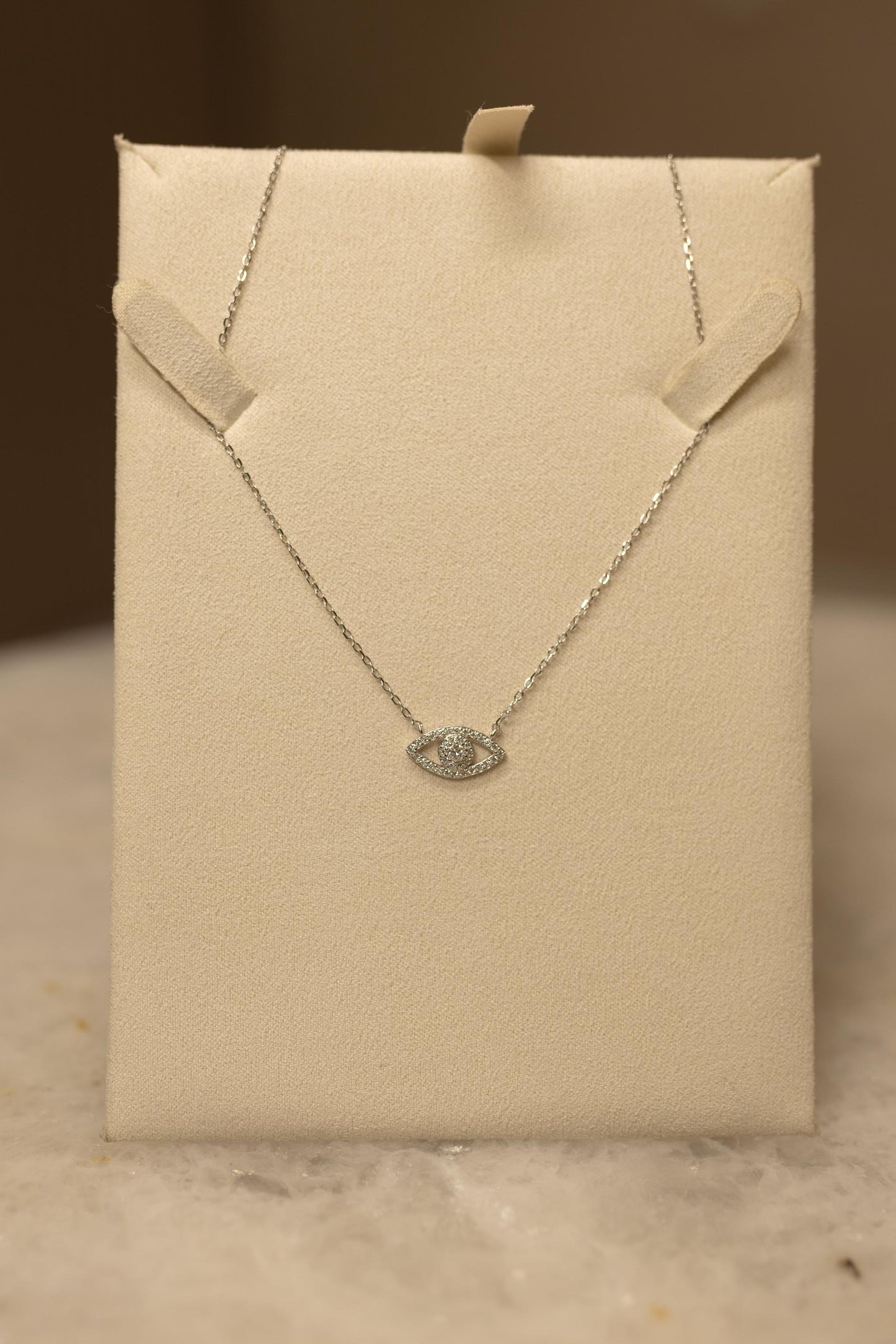 Colar Olho Grego Moissanite Prata 925 Ródio Branco