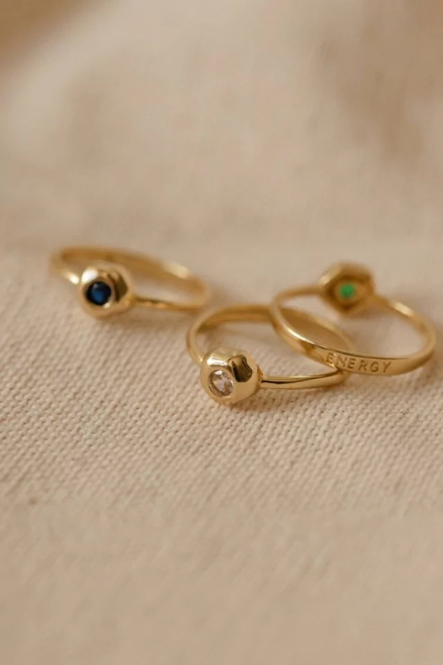 Anel Mini Flor Irregular Azul Dourado