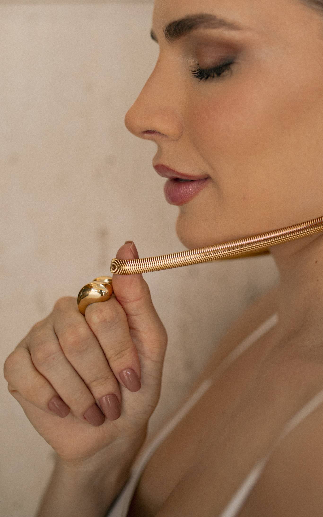 Choker Snake Dourado 8mm