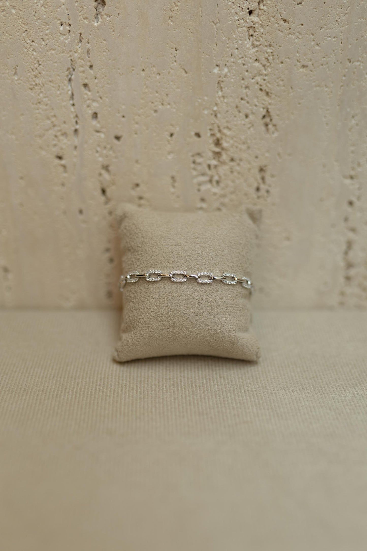 Pulseira Elos Cravejado Fecho Gaveta Ródio Branco