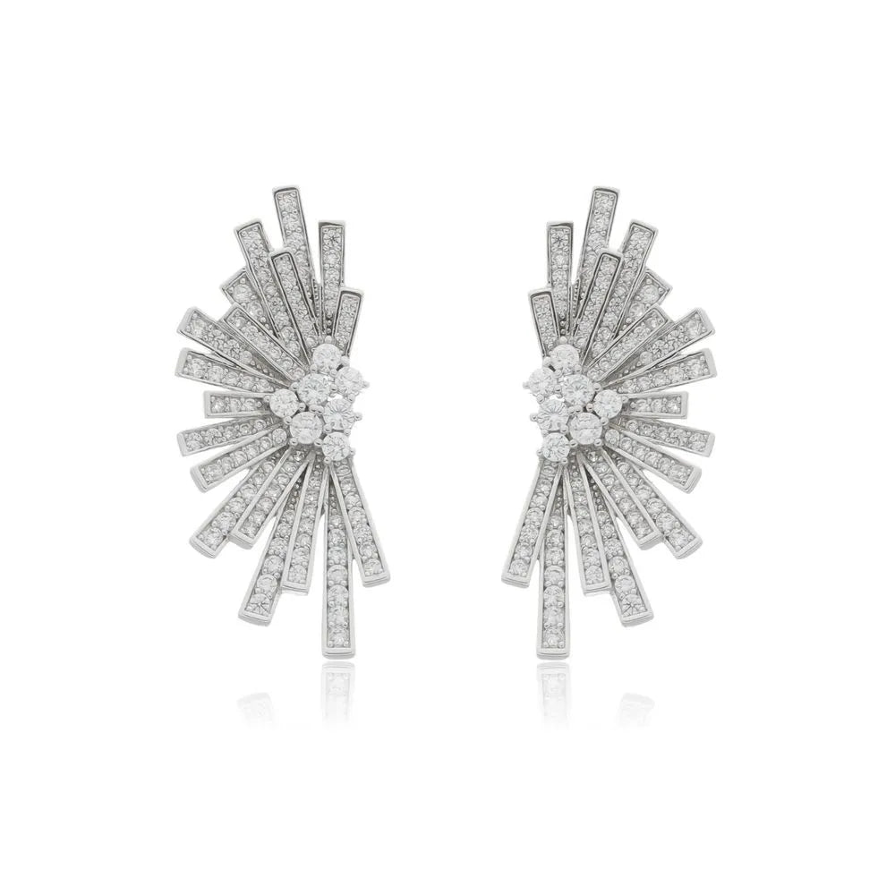Brinco Ear Cuff Pavé Ródio Branco