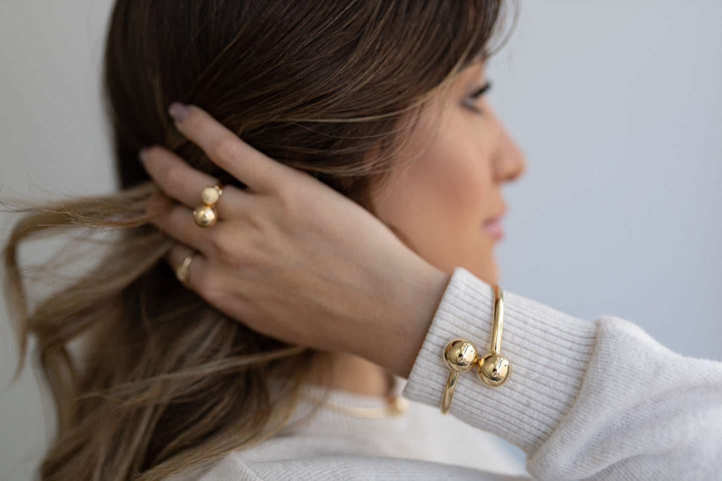 Bracelete de Bolas Liso Dourado
