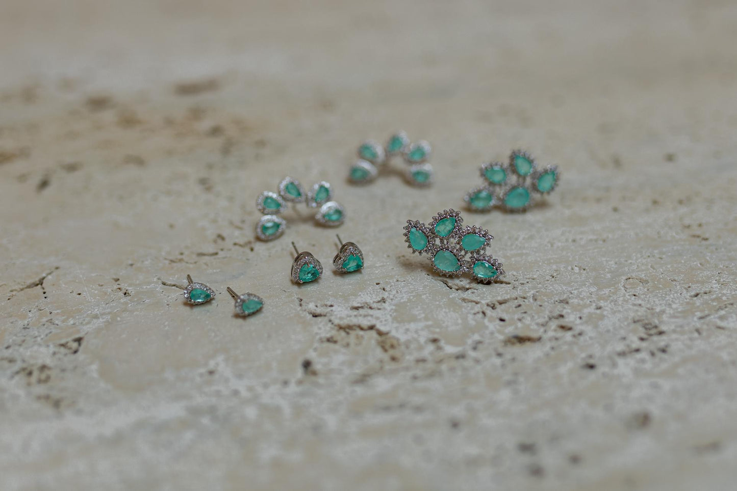 Brinco Ear Cuff Gotas Turmalina Fusion Ródio Branco