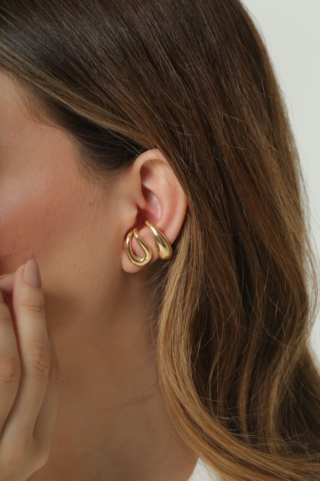 Brinco Ear Cuff Gotas Dourado