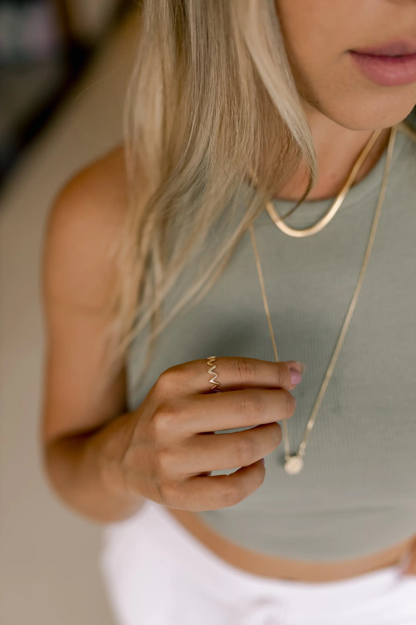 Anel Zig Zag Liso Dourado