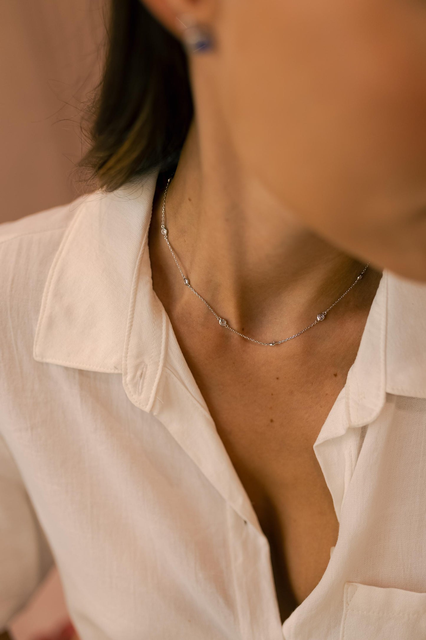 Colar Choker Tiffany Cristal Ródio Branco