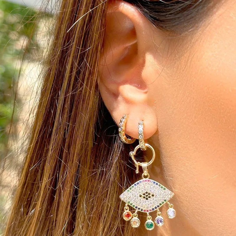 Brinco Ear Bling Olho Grego Dourado