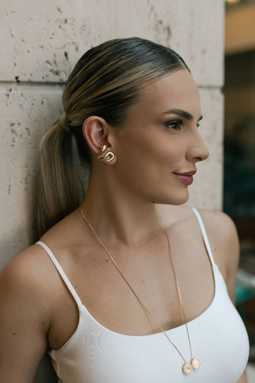 Brinco Ear Cuff Gotas Dourado