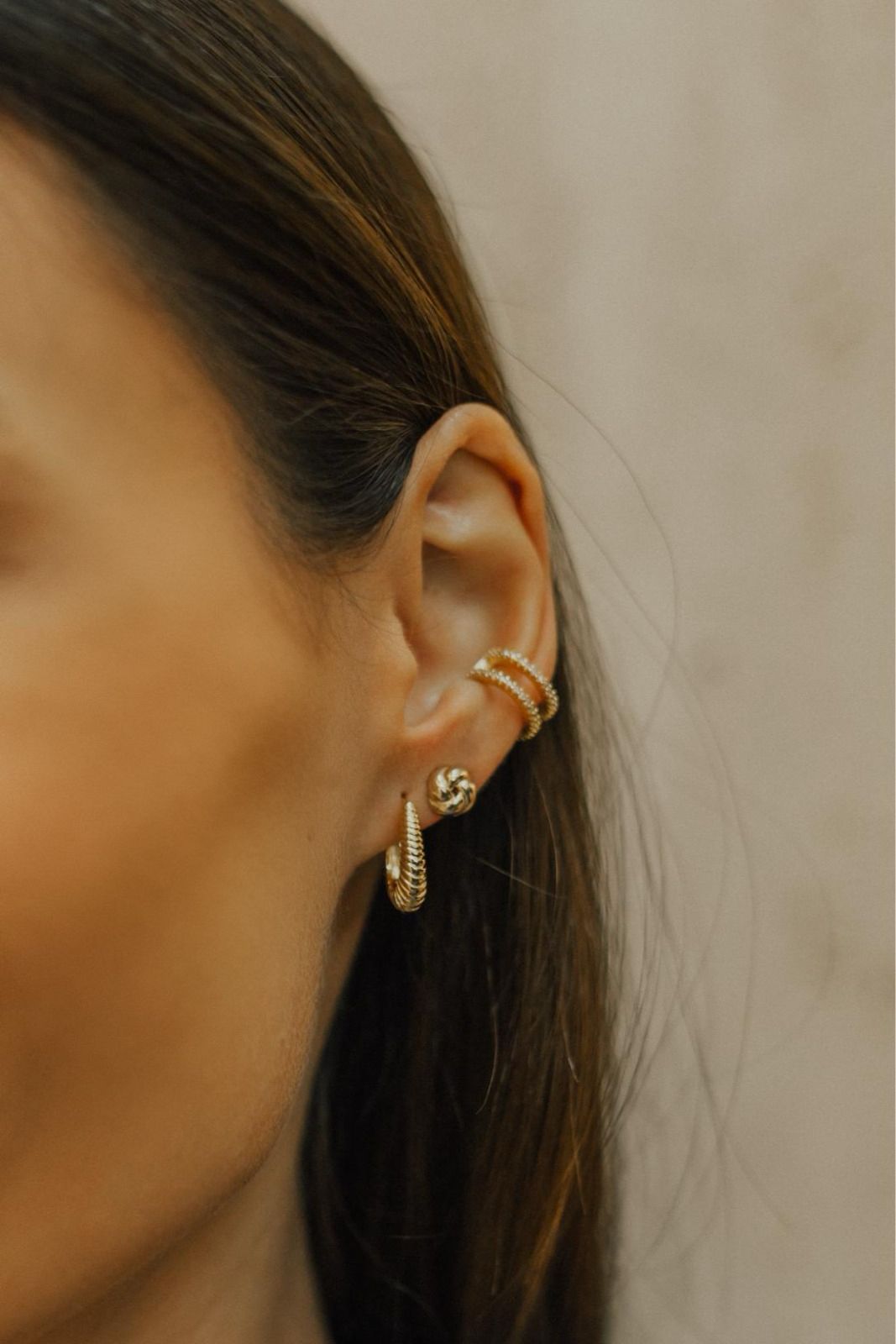 Piercing Fake Duplo Cravejado Ouro