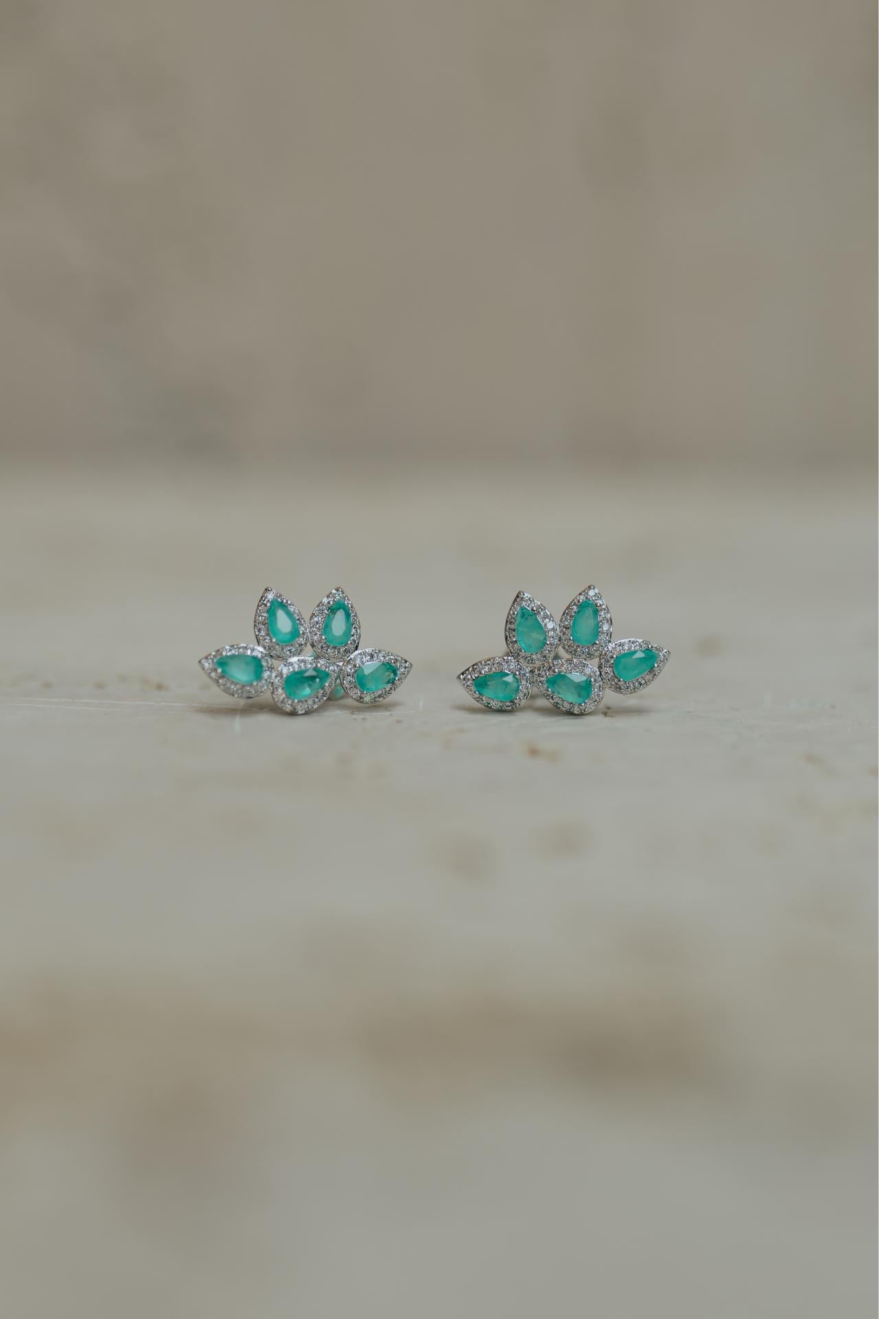 Brinco Ear Cuff Mini Gotas Turmalina Fusion Cravejadas Ródio Branco