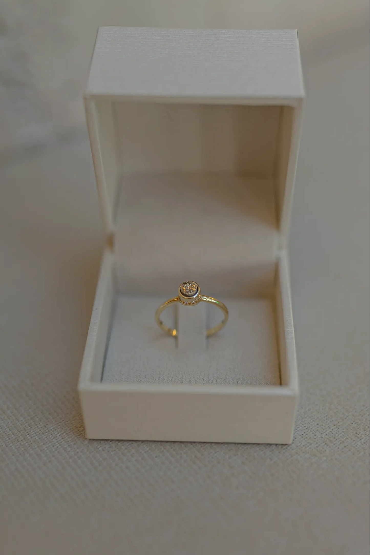 Anel Redondo Cravejado Drusa Dourada