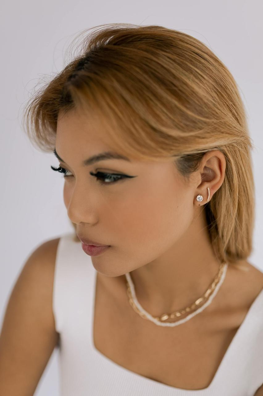 Brinco Mini Ear Cuff Cravejado Dourado