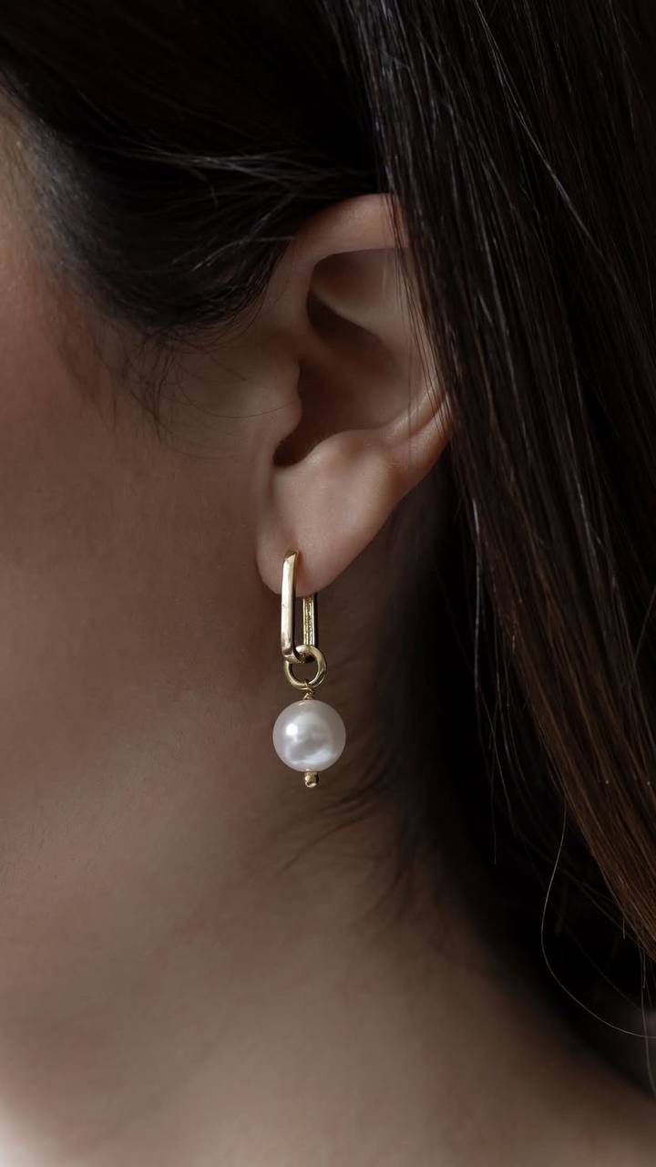 Brinco Argola com Pérola Ródio Branco
