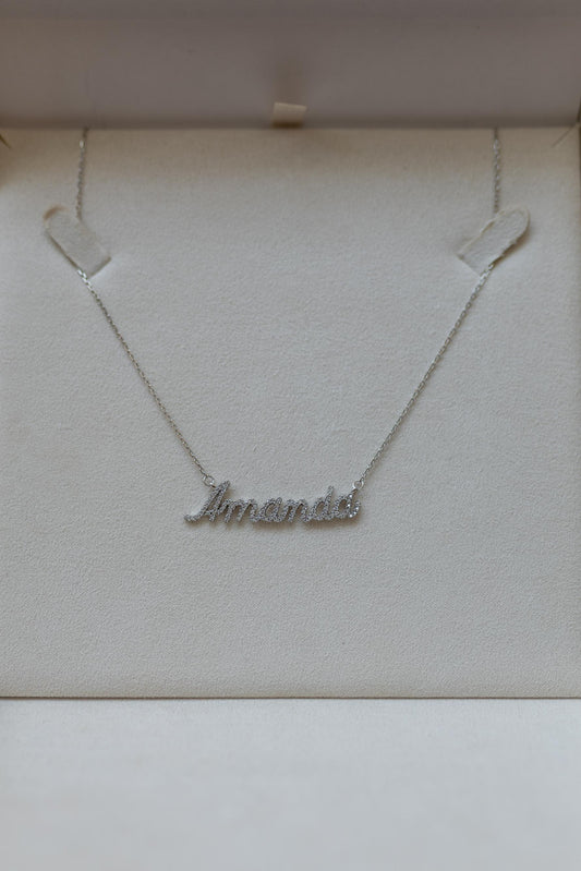 Colar Nome Personalizado 0,9mm Moissanite Prata 925
