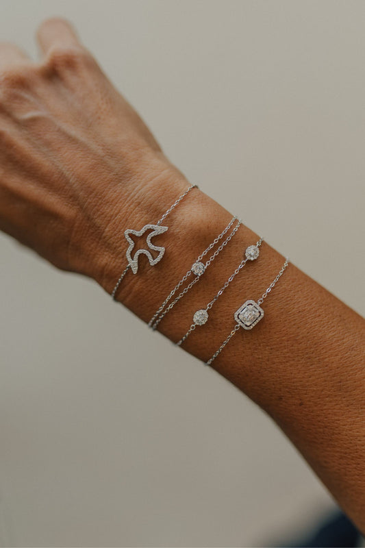 Pulseira Espírito Santo Cravejado Prata 925 Ródio Branco