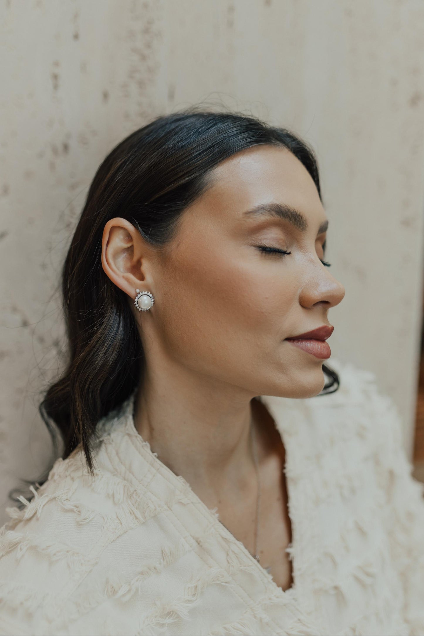 Brinco Sol Brilhante Pérola Ródio Branco