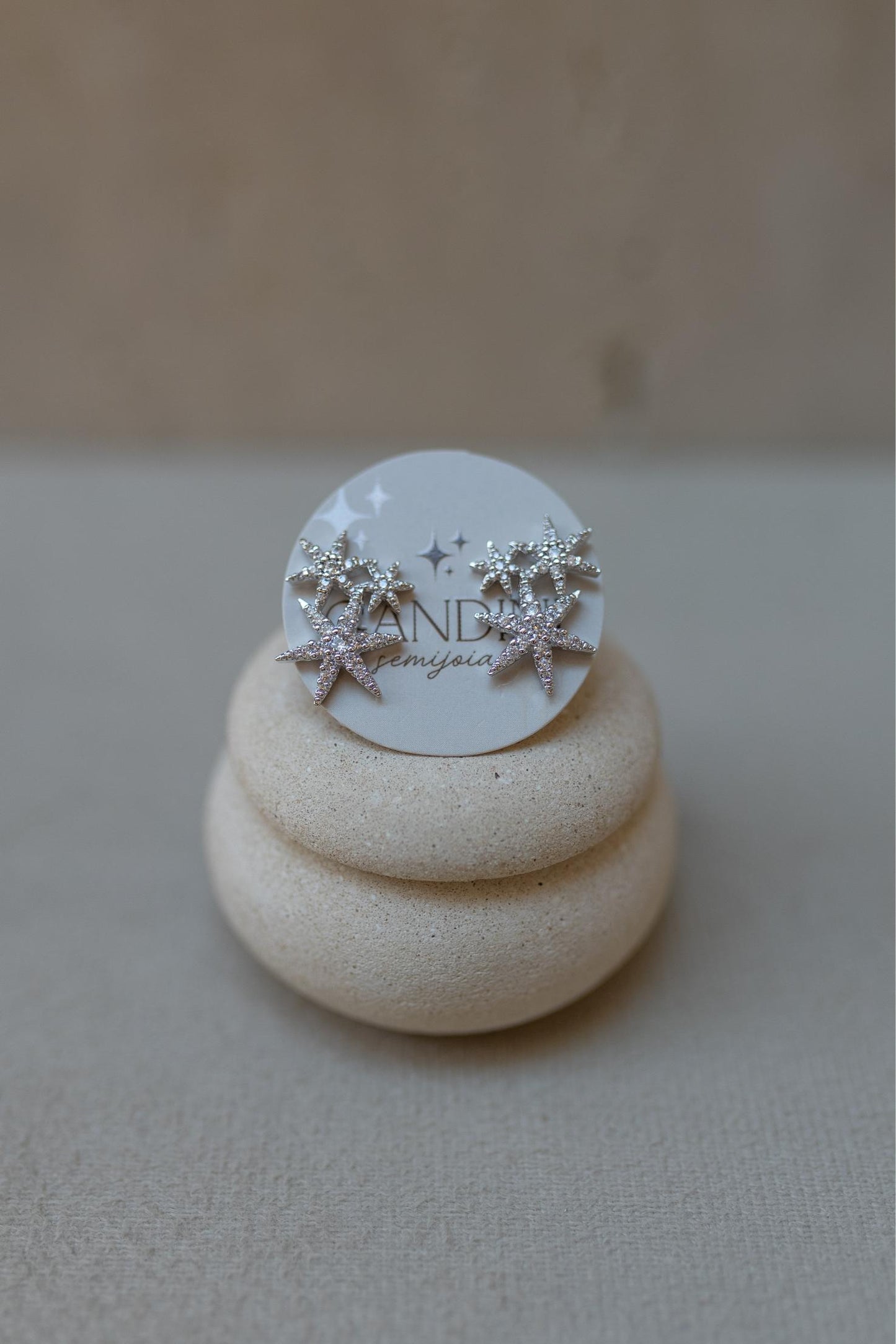 Brinco Ear Cuff Star Ródio Branco