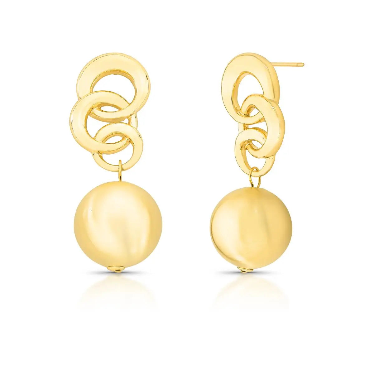 Brinco Com Elos e Esferas Dourado