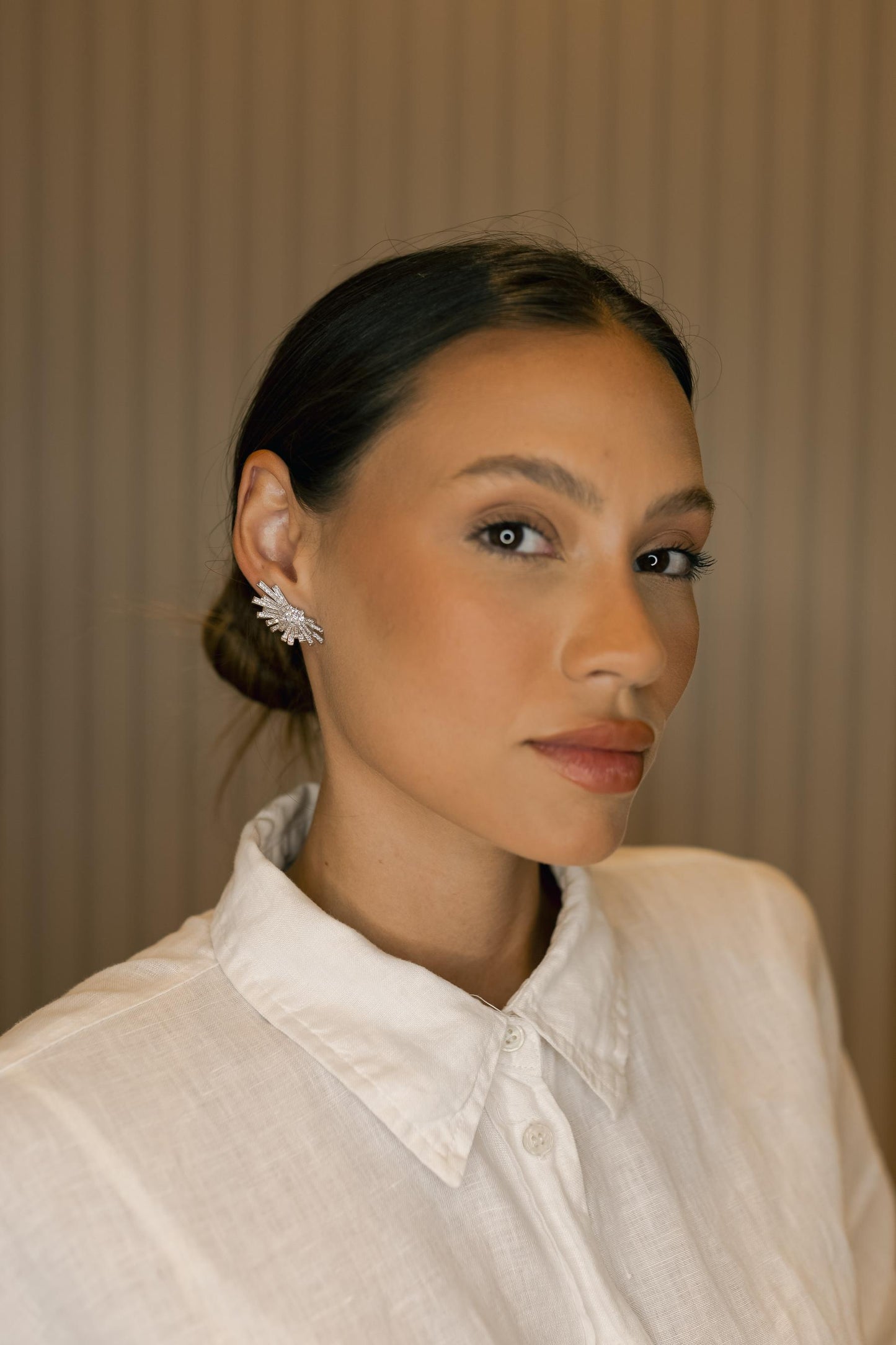 Brinco Ear Cuff Pavé Ródio Branco