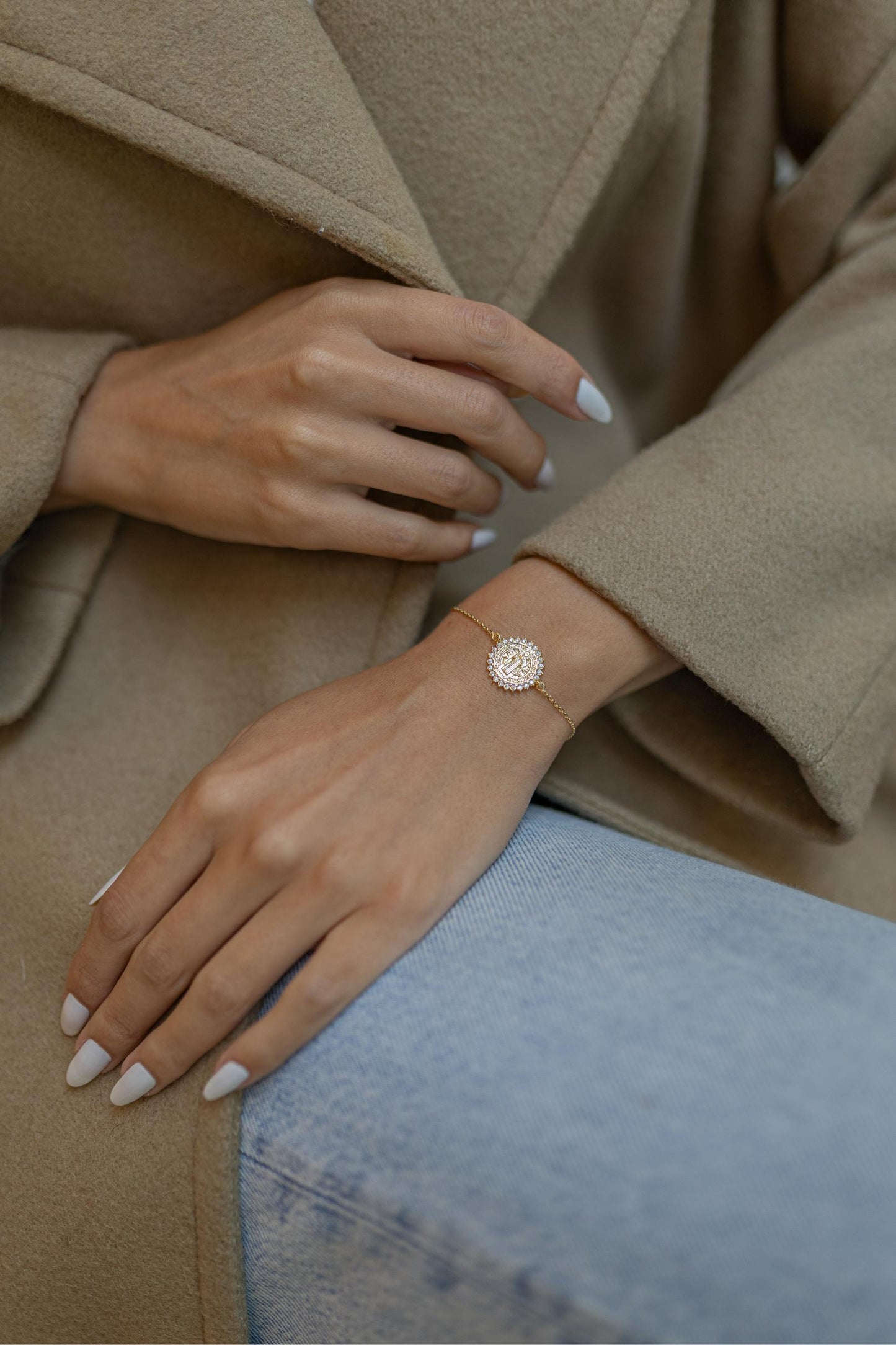 Pulseira São Bento Cravejada Dourado