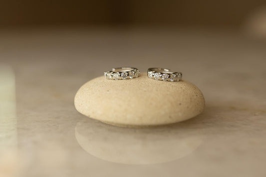 Brinco Argola 3mm Moissanite Prata 925 Ródio Branco
