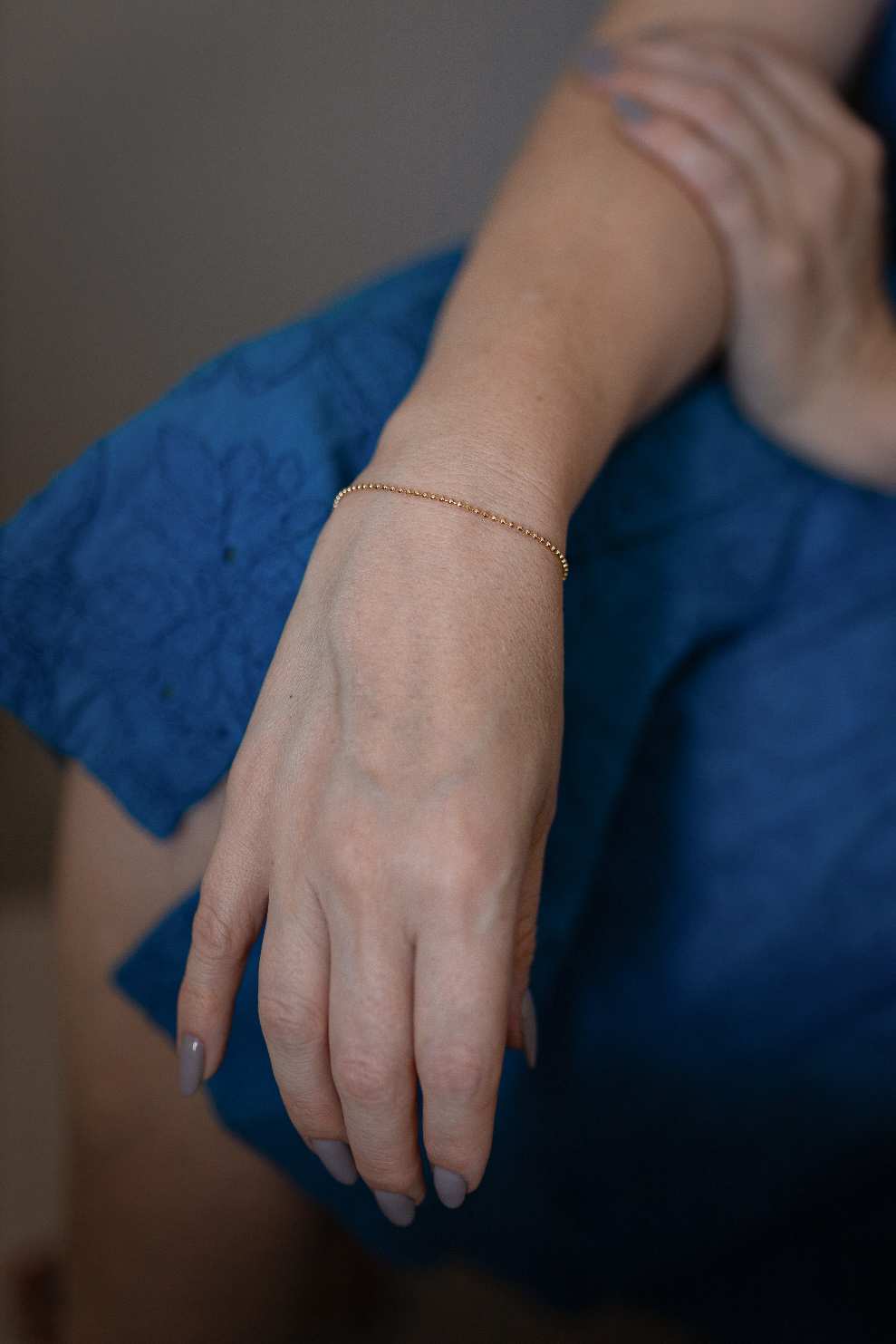Pulseira Minimalista De Bolinhas Dourado