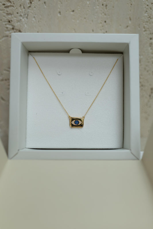 Colar de Placa com Olho Grego Dourado