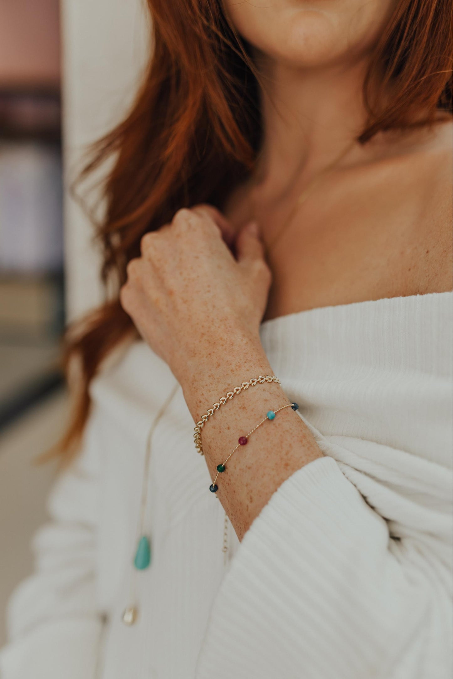 Pulseira Jade Coloridas Dourado
