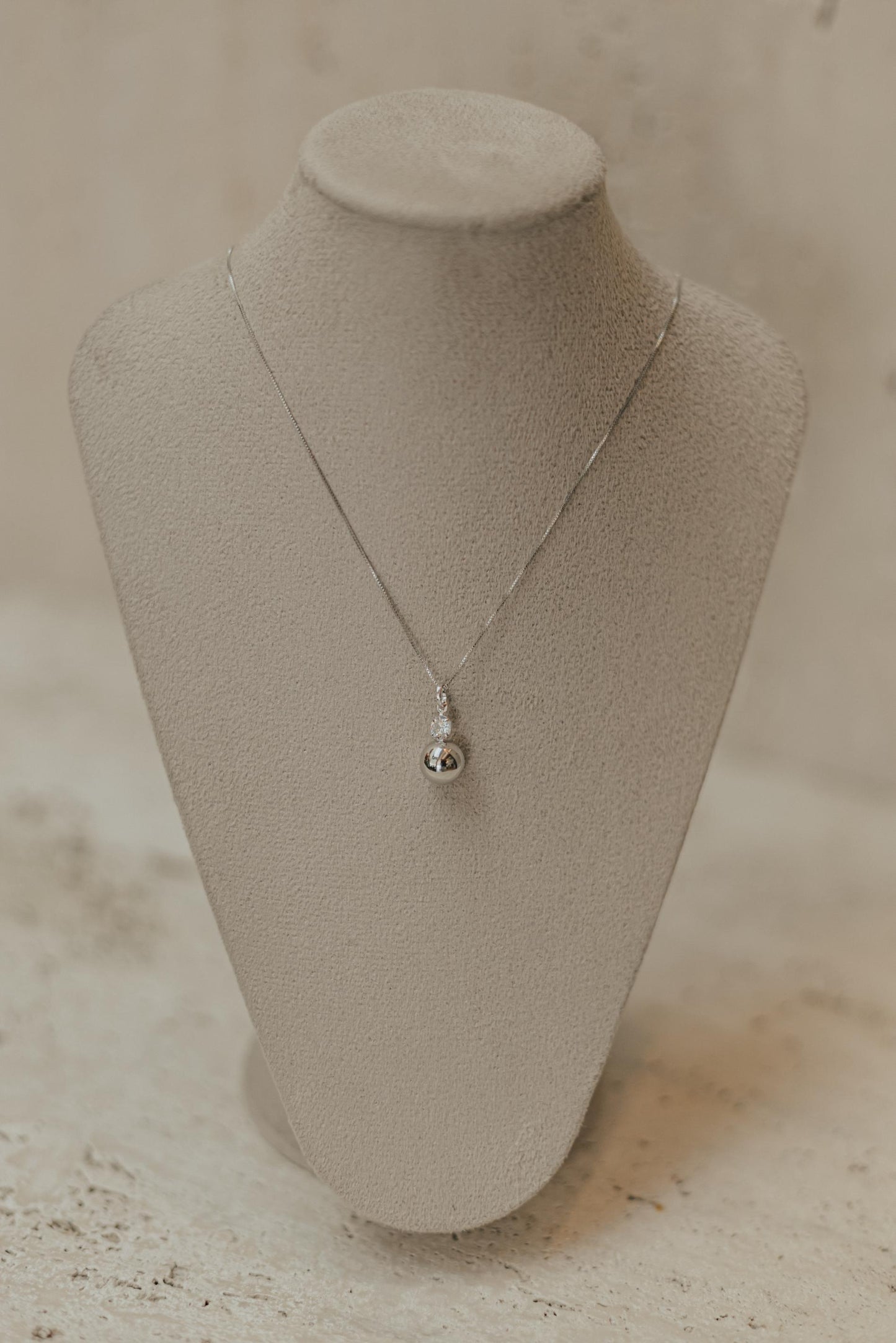 Colar Esfera Zircônia Ródio Branco