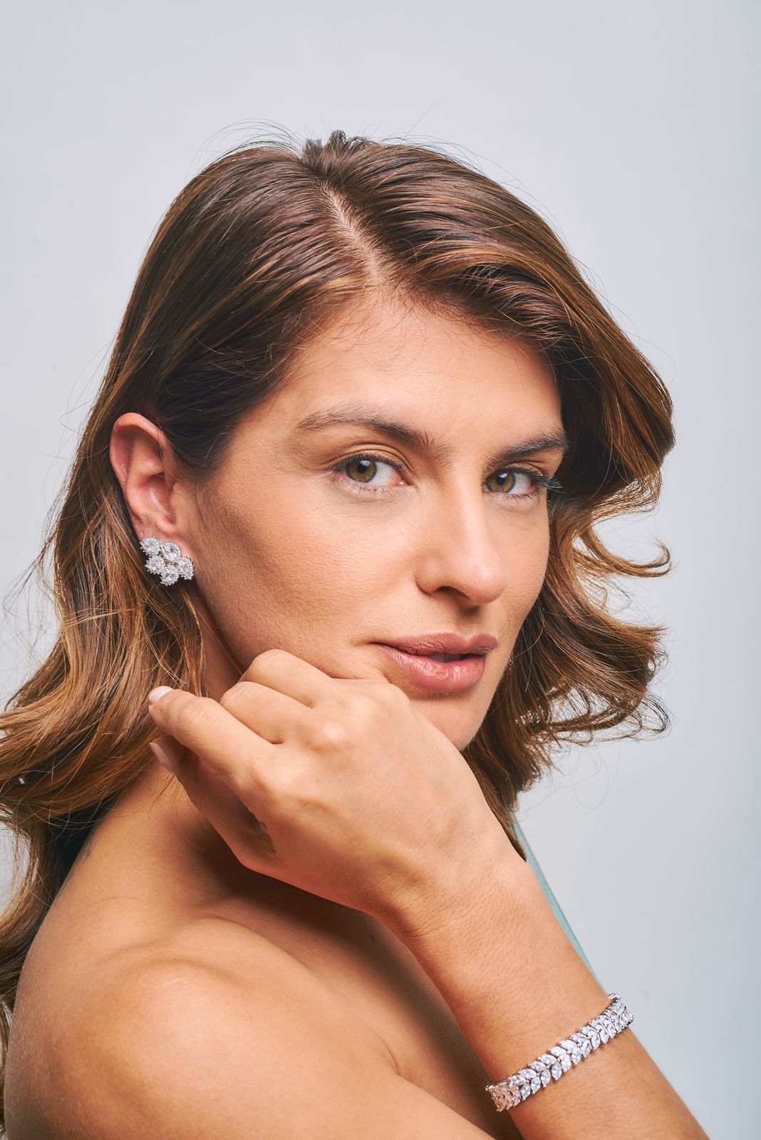Brinco Ear Cuff Gotas Cristal Ródio Branco