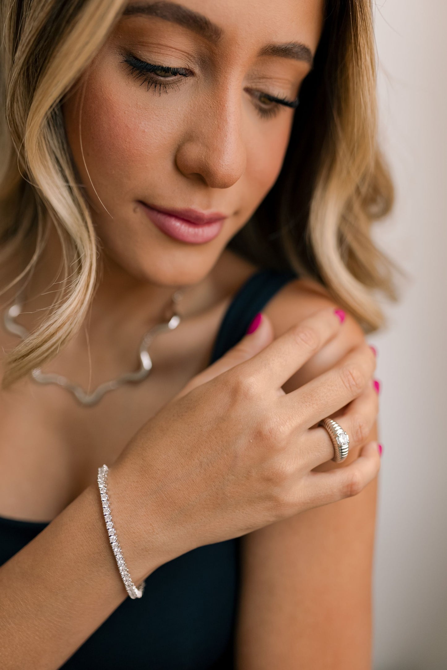 Pulseira Riviera 3mm Ródio Branco