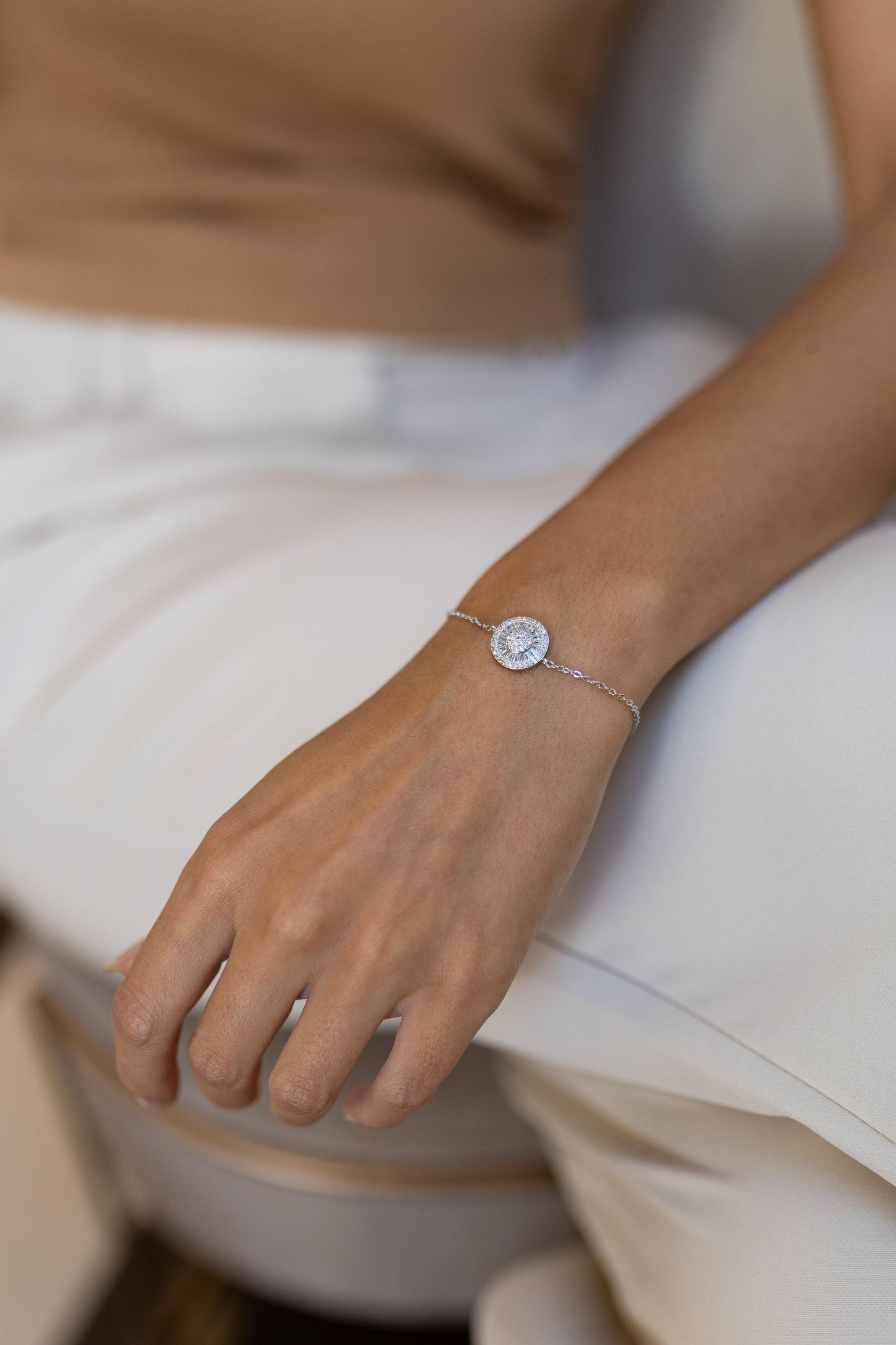 Pulseira Pizza Cristal Ródio Branco