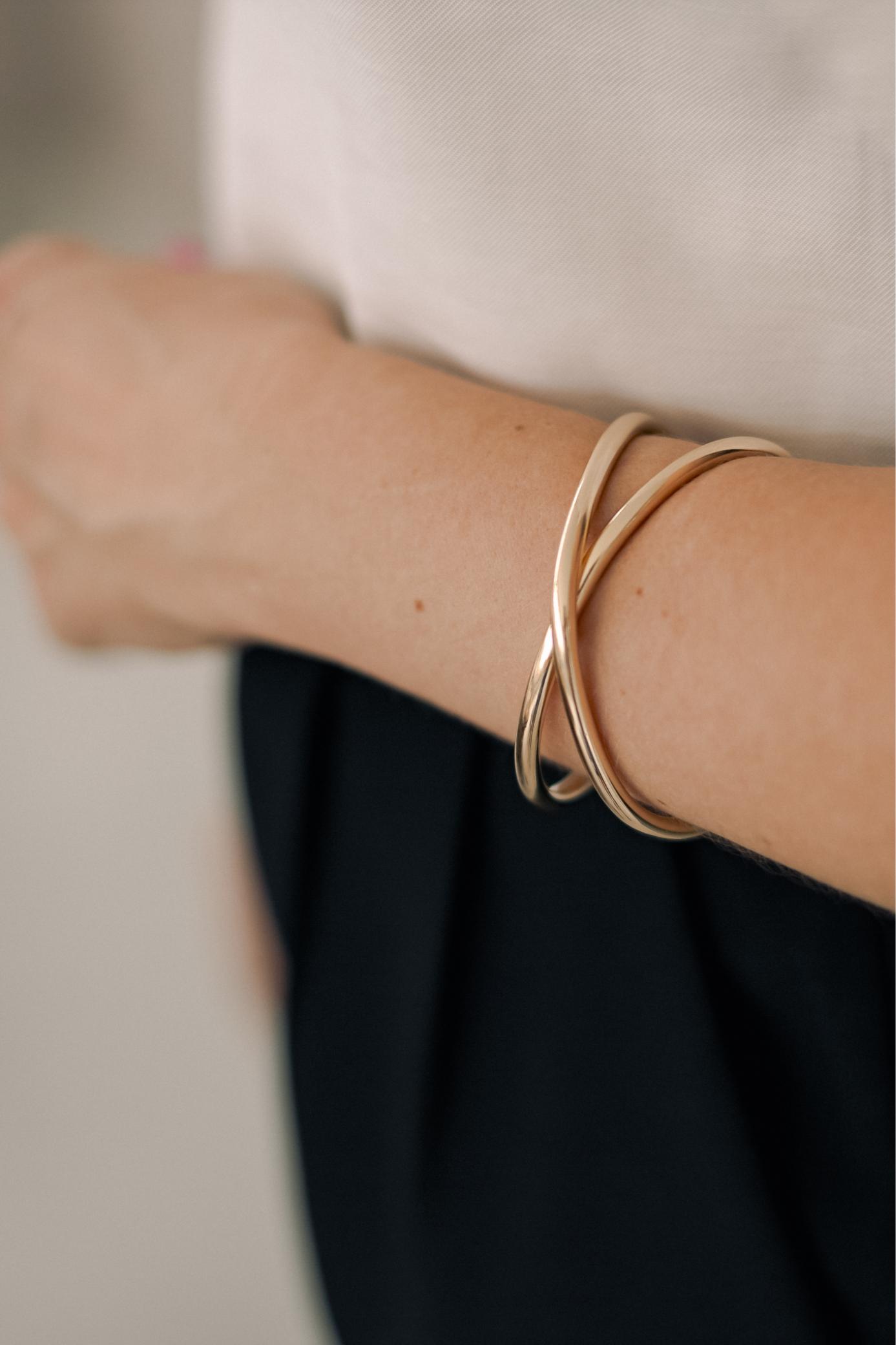 Bracelete X Liso Dourado