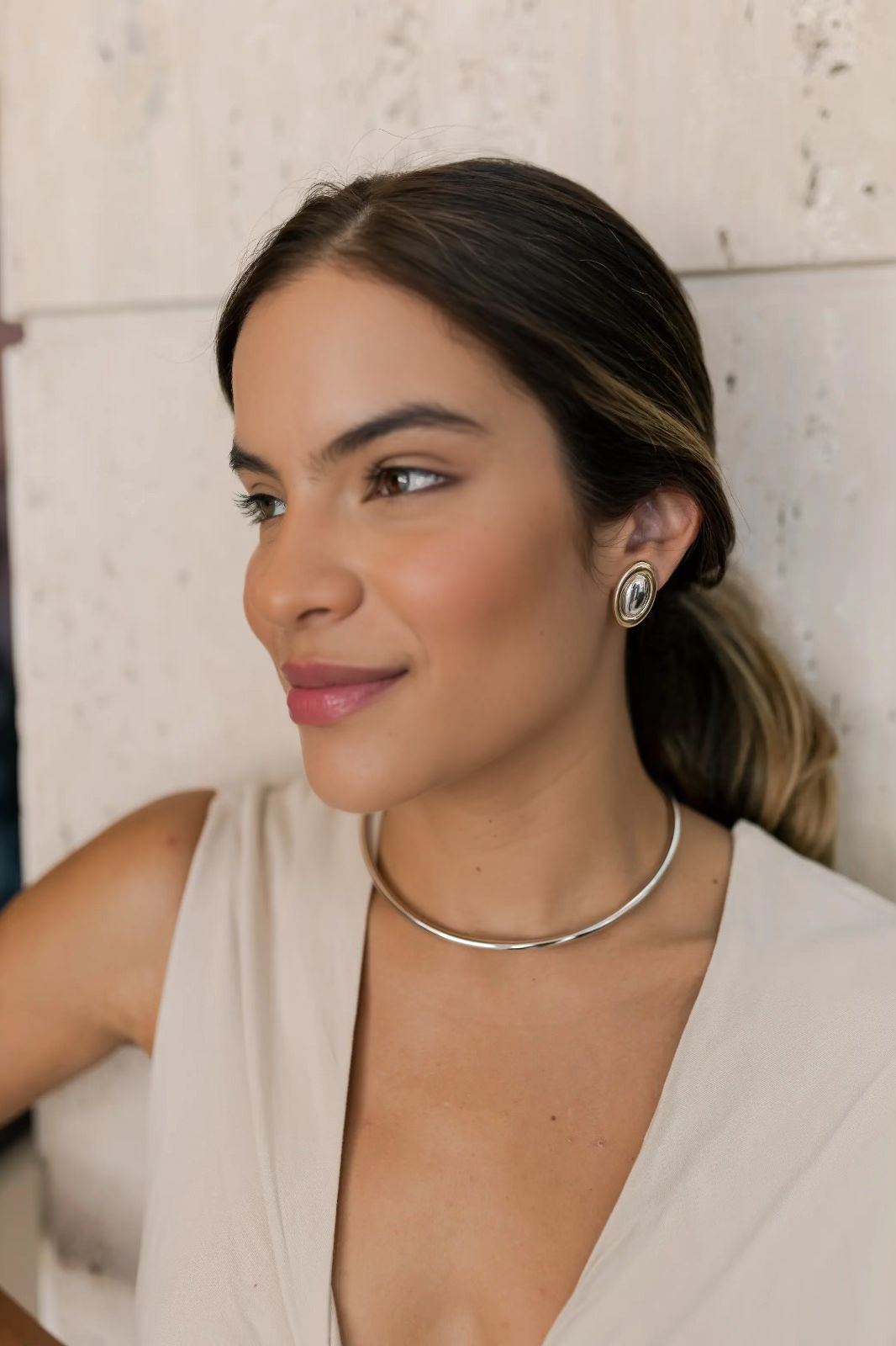 Choker Aro Tubo Liso Ródio Branco