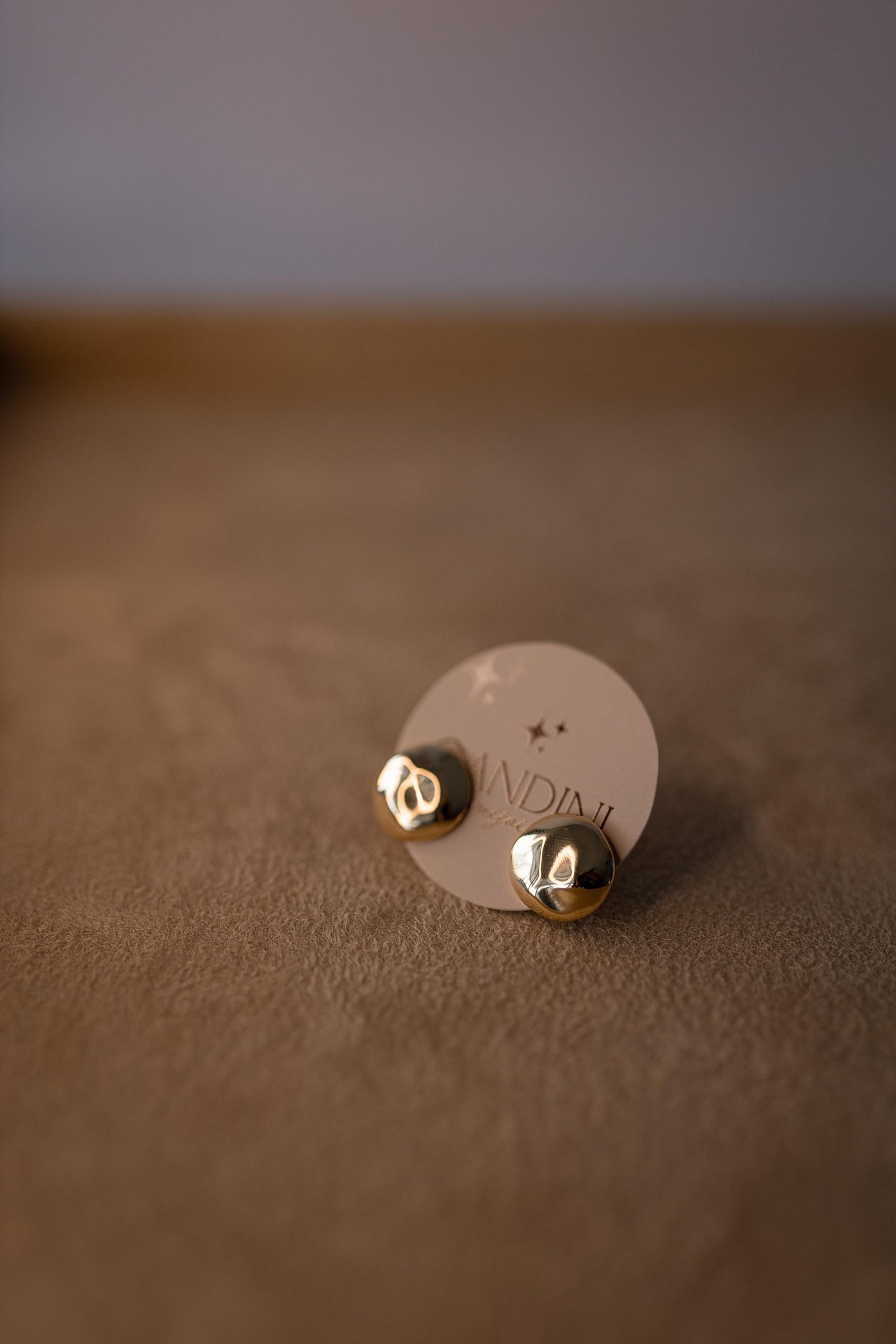 Brinco Botão Orgânico Flat Dourado