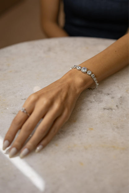 Pulseira Riviera Princesa Cristal Ródio Branco