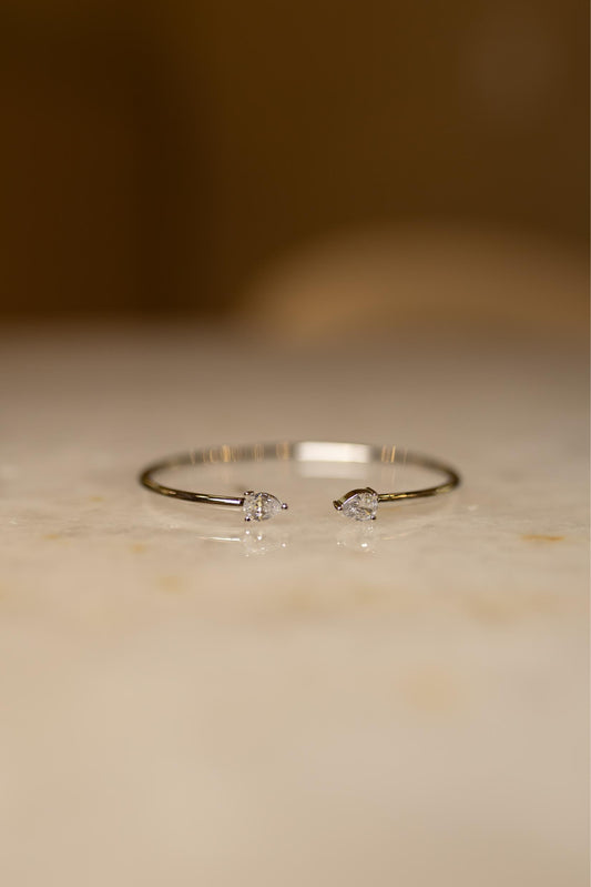 Bracelete Gotas Horizontais Cristal Ródio Branco
