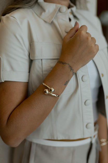 Bracelete de Bolas Liso Dourado