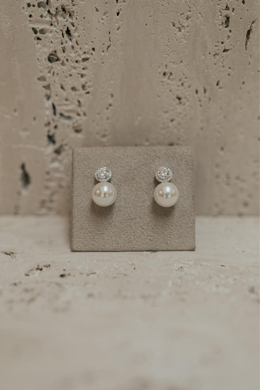 Brinco Pérola Princesa Ródio Branco