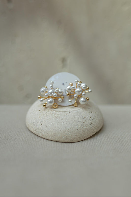 Brinco Explosão de Pérolas Dourado