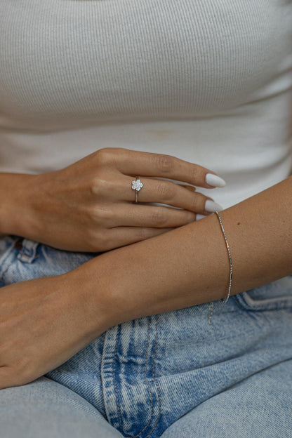 Pulseira Canutilhos e Bolinhas Ródio Branco