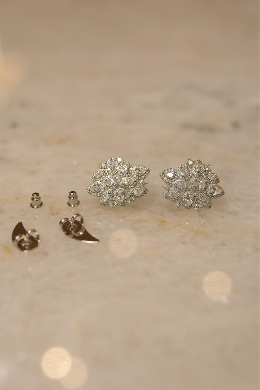 Brinco Ear Cuff Luxo Gota Zircônia Ródio Branco