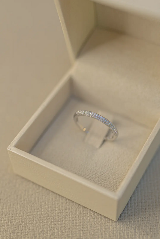 Anel Aparador Cravejado Prata 925 Ródio Branco