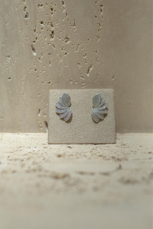 Brinco Mini Ear Cuff 6 Folhas Ródio Branco