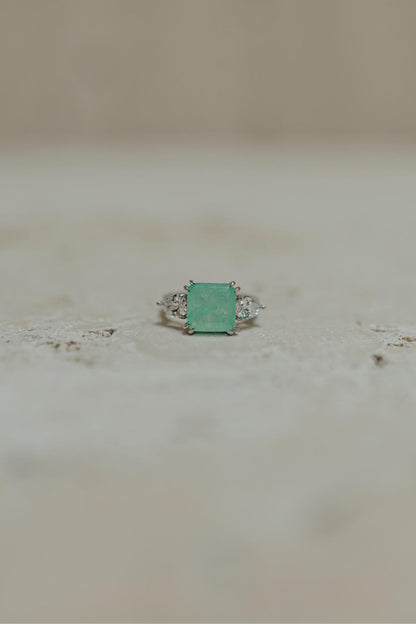 Anel Turmalina Paraíba Retangular Prata 925