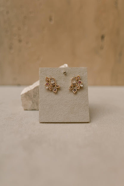 Brinco Ear Cuff Leque Rainbow Dourado