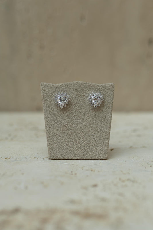 Brinco Coração Bordas Zircônias Cristal Prata 925 Ródio Branco